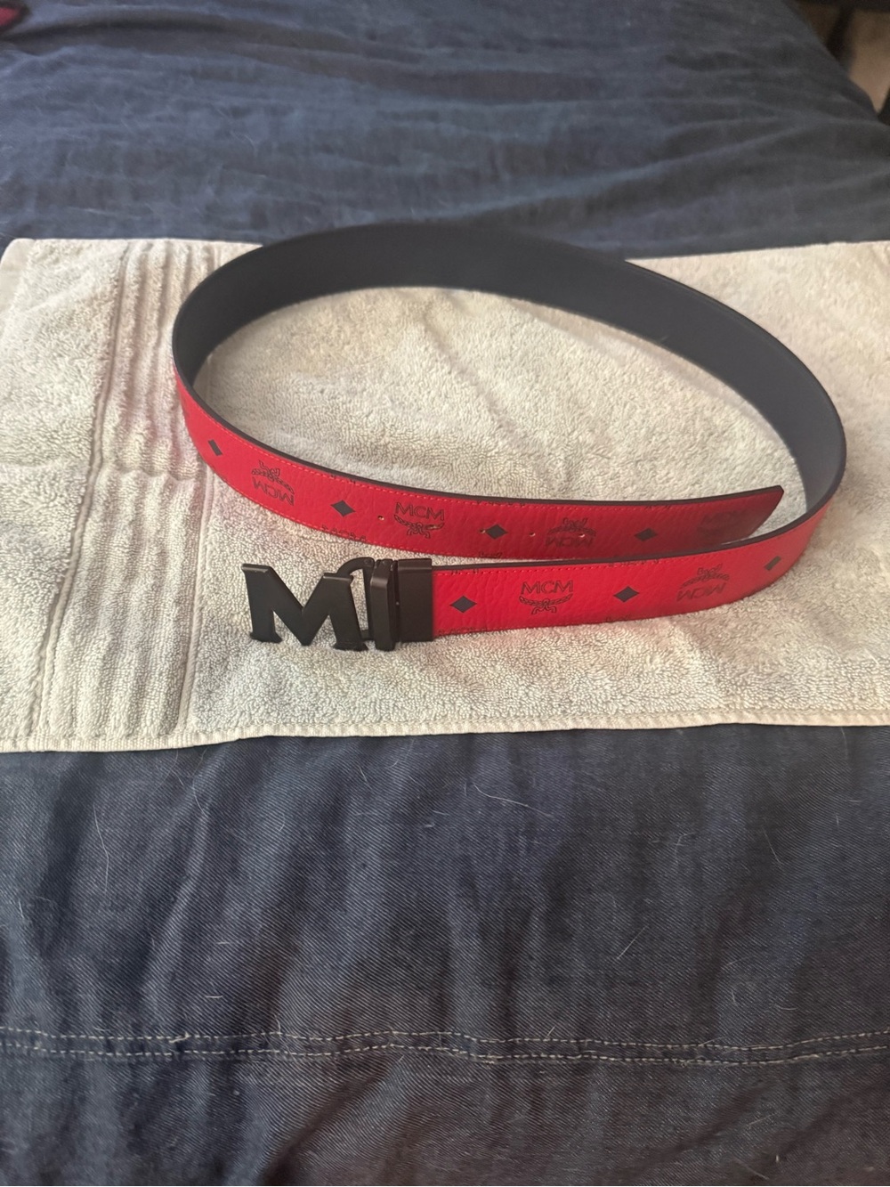 MCM Red Logo Reversible Leather Women’s Belt